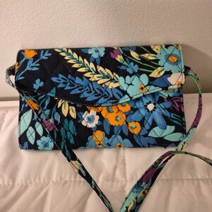 VERA BRADLEY Midnight Blues Double Zip-Wallet Detachable Strap Crossbody NWOT